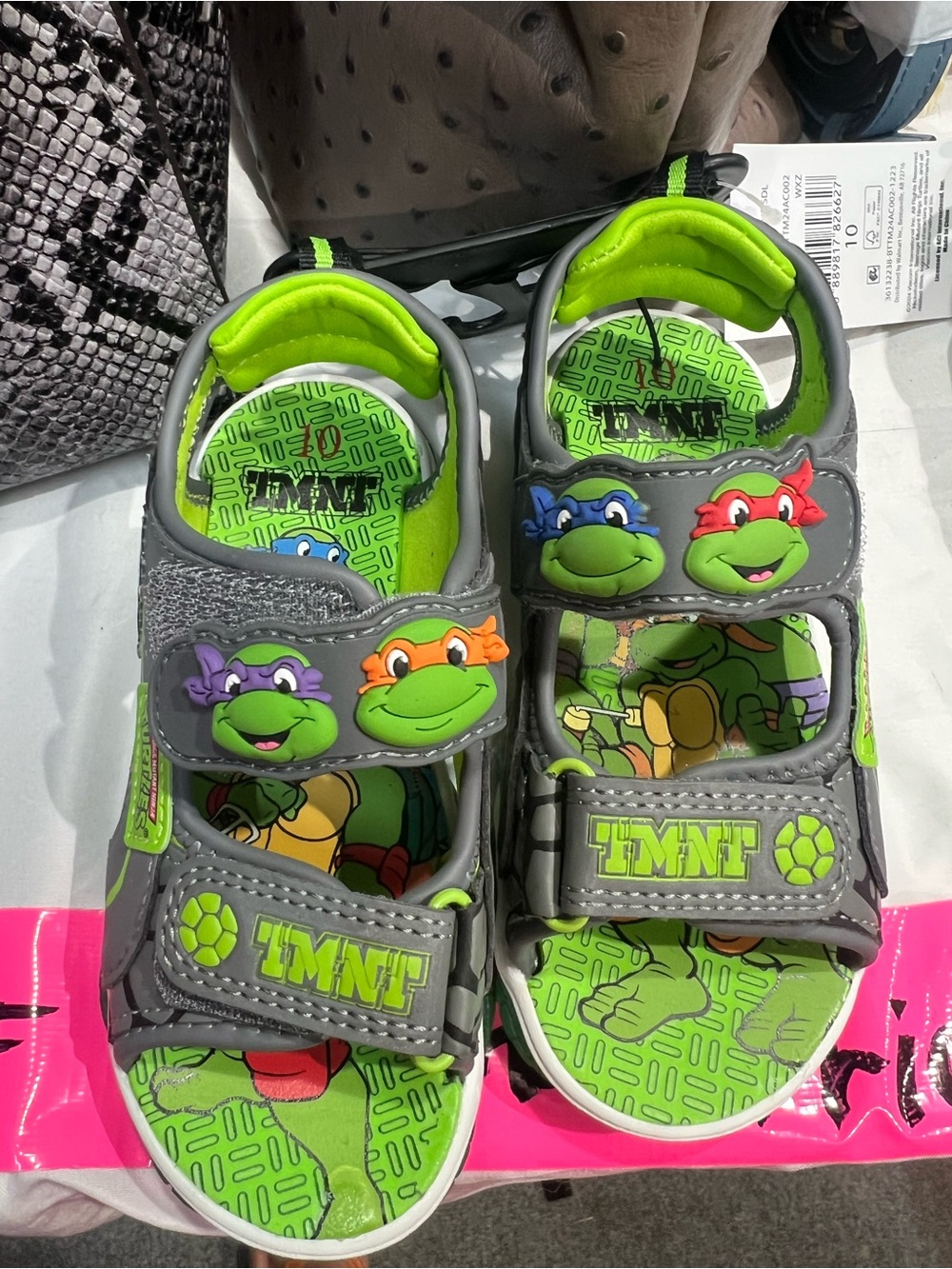Kids' Gray & Neon Green Sandals - Ninja Turtles Design